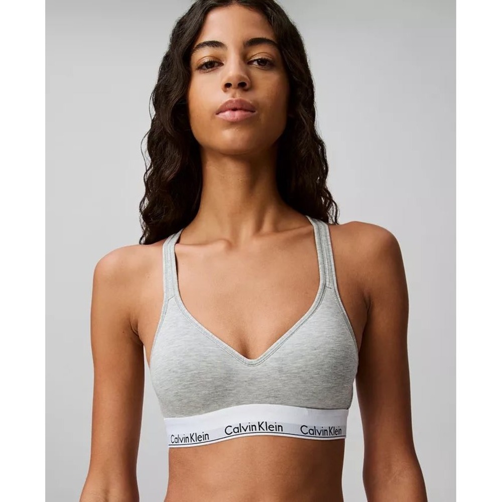 Calvin Klein Light Gray Wireless Logo Band Bralette